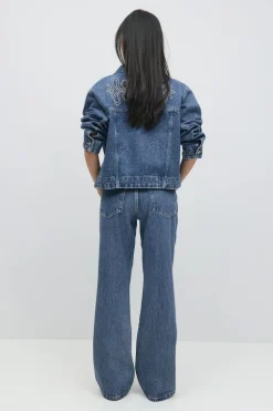 Gina Tricot Embroidery jeans Blå Sale