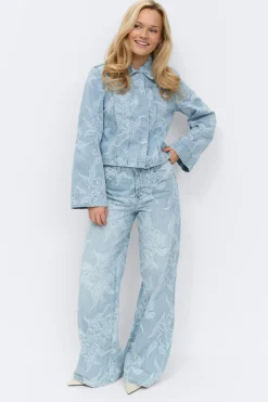Gina Tricot Embroidery jeans Blå Clearance