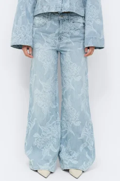 Gina Tricot Embroidery jeans Blå Clearance
