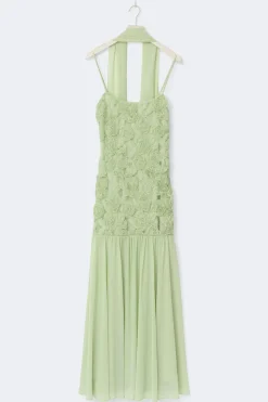 Gina Tricot Embroidery maxi dress Grønn Clearance