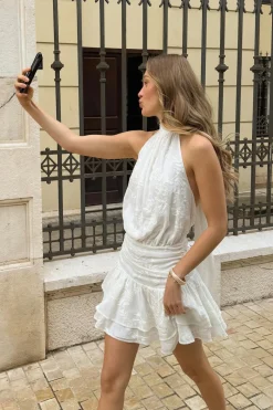 Gina Tricot Embroidery mini dress Hvit Sale