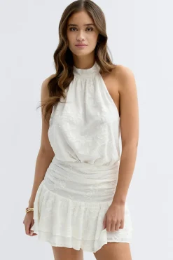 Gina Tricot Embroidery mini dress Hvit Sale