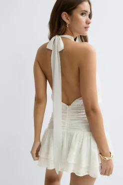 Gina Tricot Embroidery mini dress Hvit Sale
