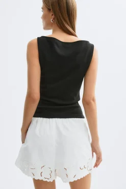 Gina Tricot Ebroidery popin hort Hvit Online