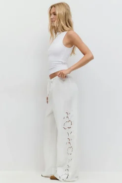 Gina Tricot Ebroidery popin trouer Hvit Online