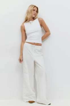 Gina Tricot Ebroidery popin trouer Hvit Online