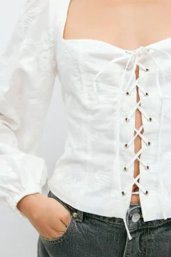 Gina Tricot Embroidery top Hvit Discount