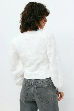 Gina Tricot Embroidery top Hvit Discount