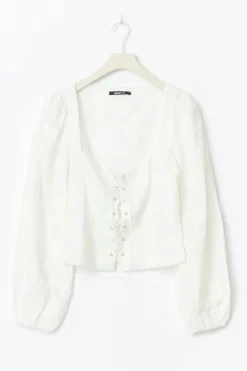 Gina Tricot Embroidery top Hvit Discount
