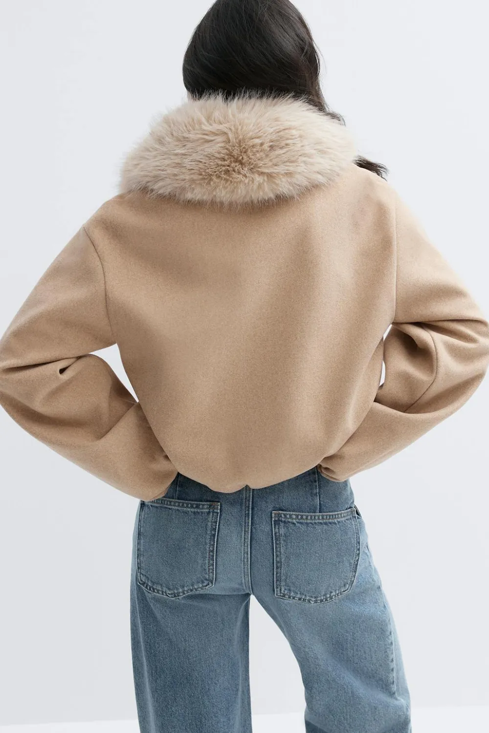 Gina Tricot Faux fur coar jacket Beige Clearance