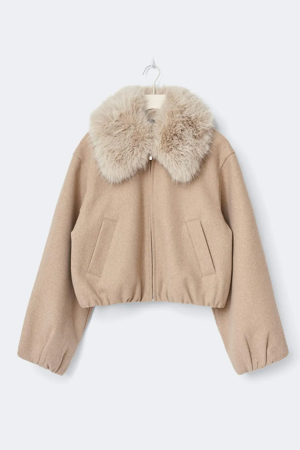 Gina Tricot Faux fur coar jacket Beige Clearance