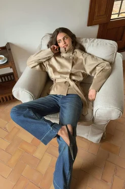 Gina Tricot Faux uede beted jacket Beige