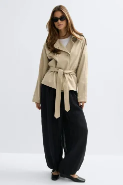 Gina Tricot Faux uede beted jacket Beige