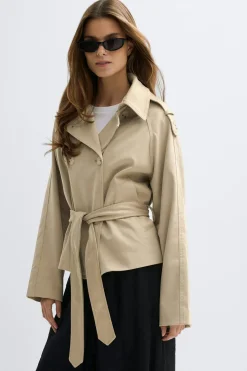 Gina Tricot Faux uede beted jacket Beige