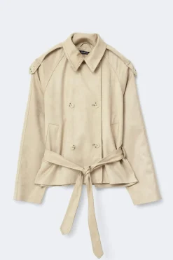 Gina Tricot Faux uede beted jacket Beige