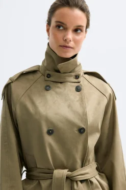 Gina Tricot Faux uede beted jacket Grønn New