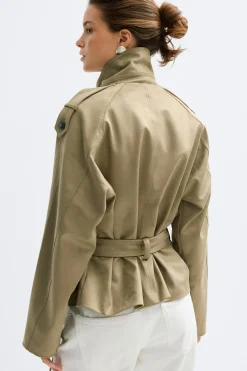 Gina Tricot Faux uede beted jacket Grønn New