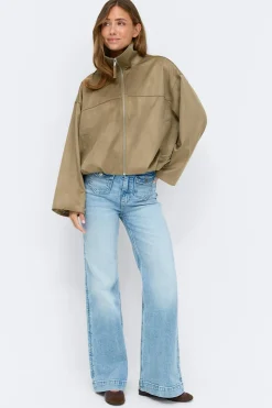 Gina Tricot Faux uede high neck jacket Grønn Outlet