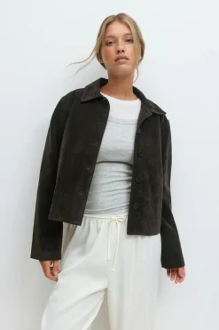 Gina Tricot Faux uede hort jacket Brun Discount
