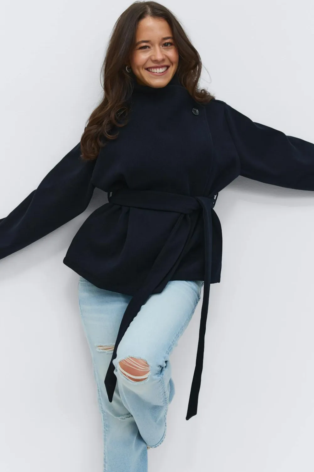 Gina Tricot 14+ fet wrap jacket Blå Online