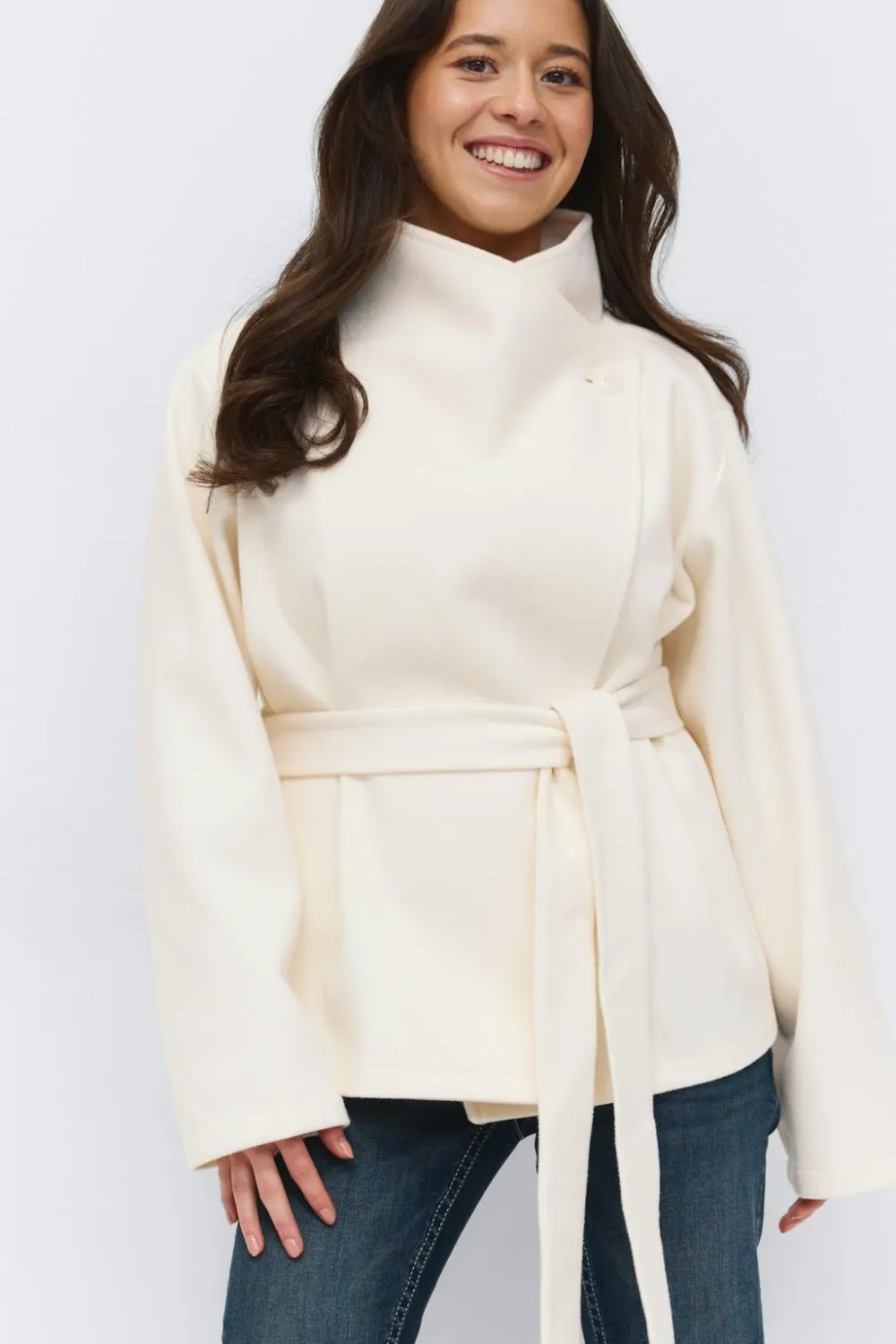 Gina Tricot 14+ fet wrap jacket Hvit Online