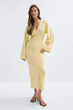 Gina Tricot Fitted knitted dre Gul