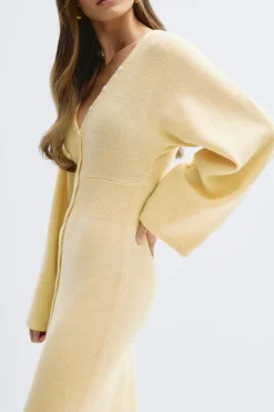 Gina Tricot Fitted knitted dre Gul