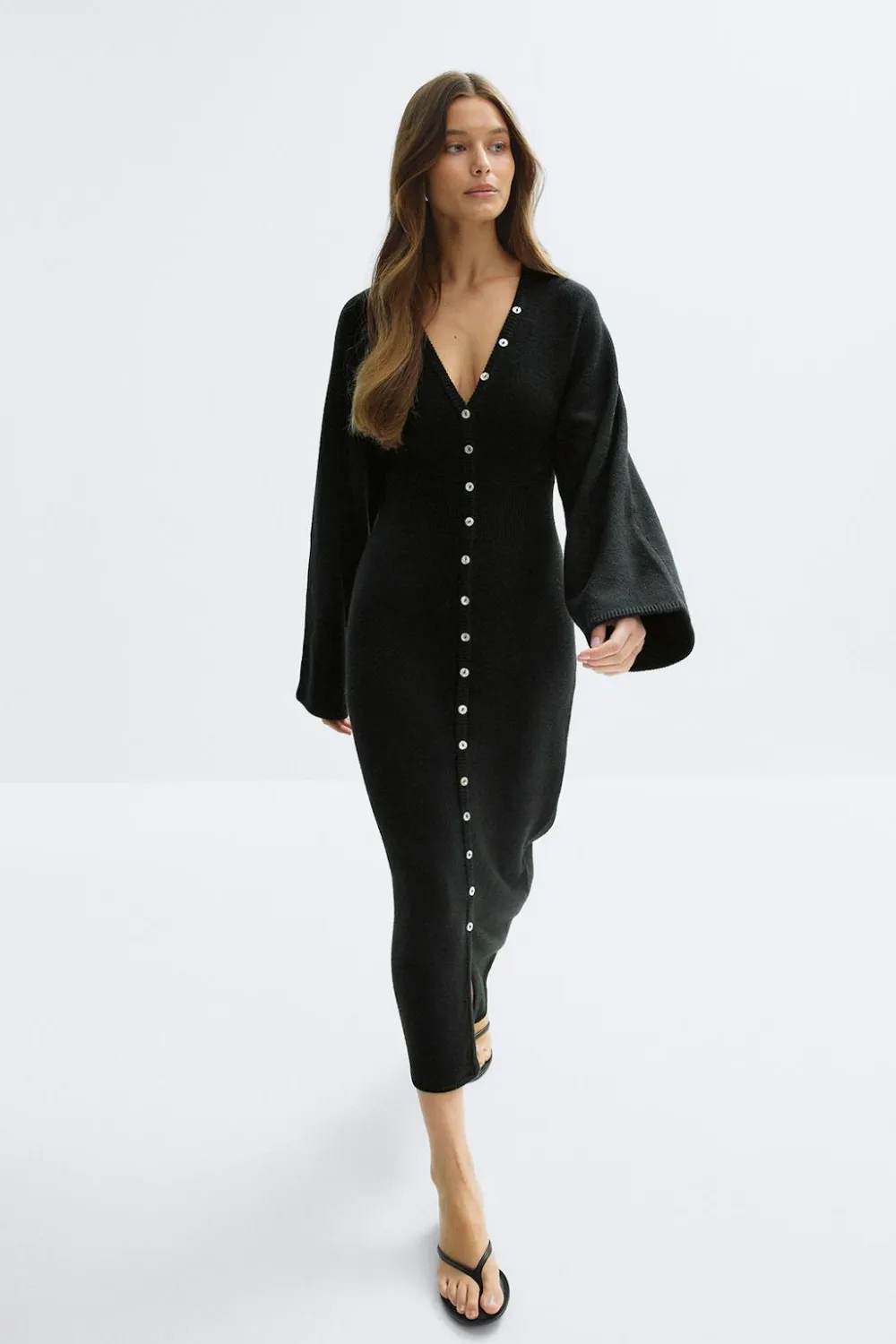 Gina Tricot Fitted knitted dre Svart Hot