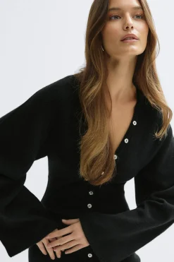 Gina Tricot Fitted knitted dre Svart Hot