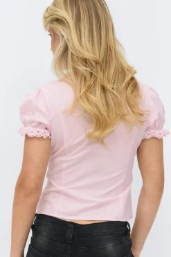 Gina Tricot 14+ fitted hort eeve top Rosa Online