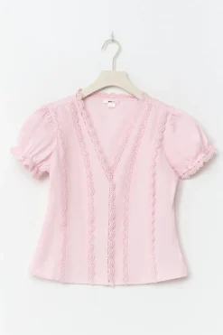 Gina Tricot 14+ fitted hort eeve top Rosa Online