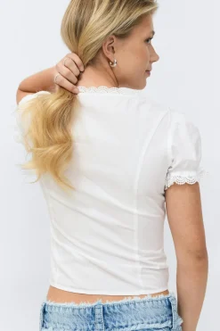 Gina Tricot 14+ fitted hort eeve top Hvit Best