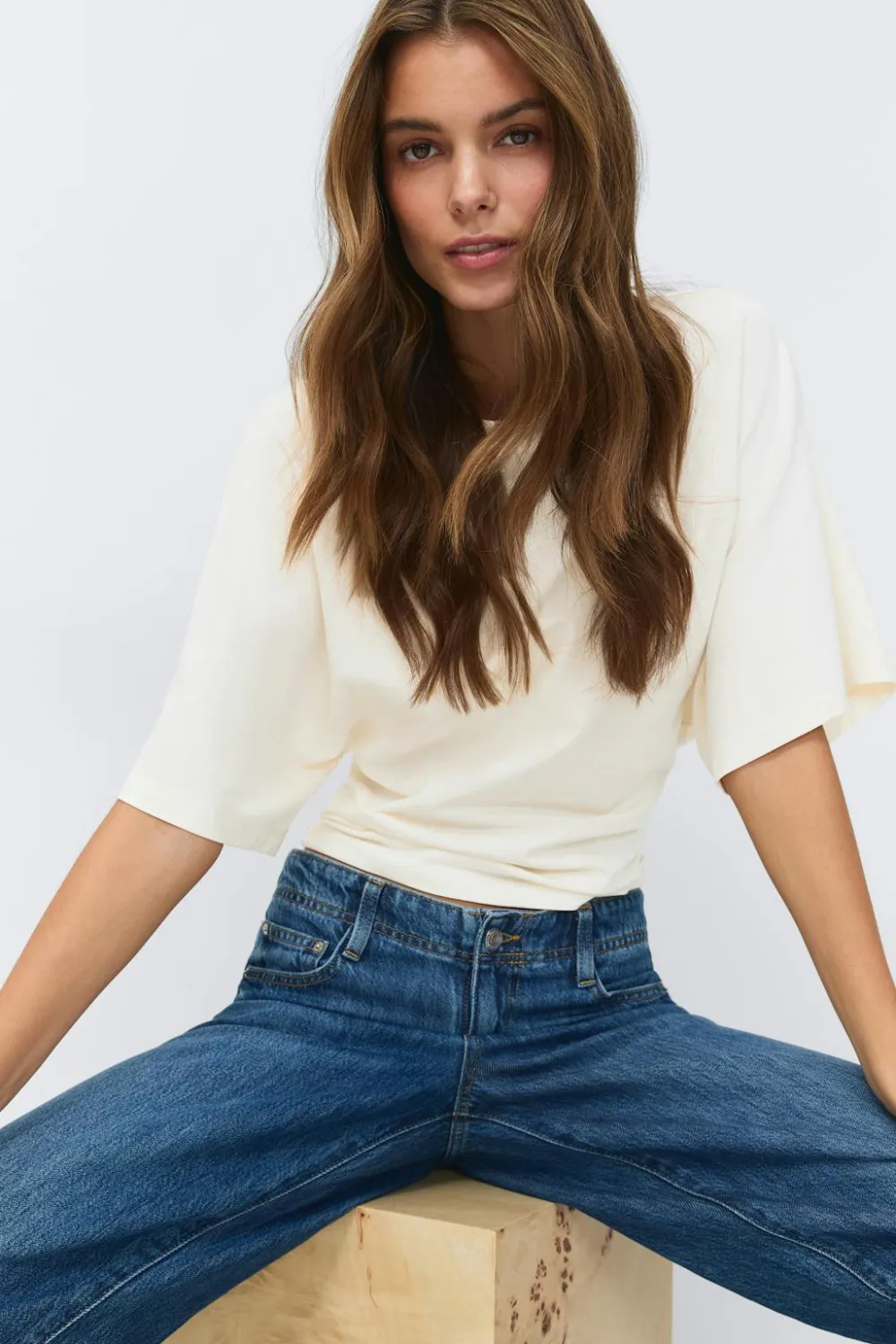 Gina Tricot Fitted top Hvit Outlet