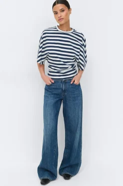 Gina Tricot Fitted top Blå Outlet