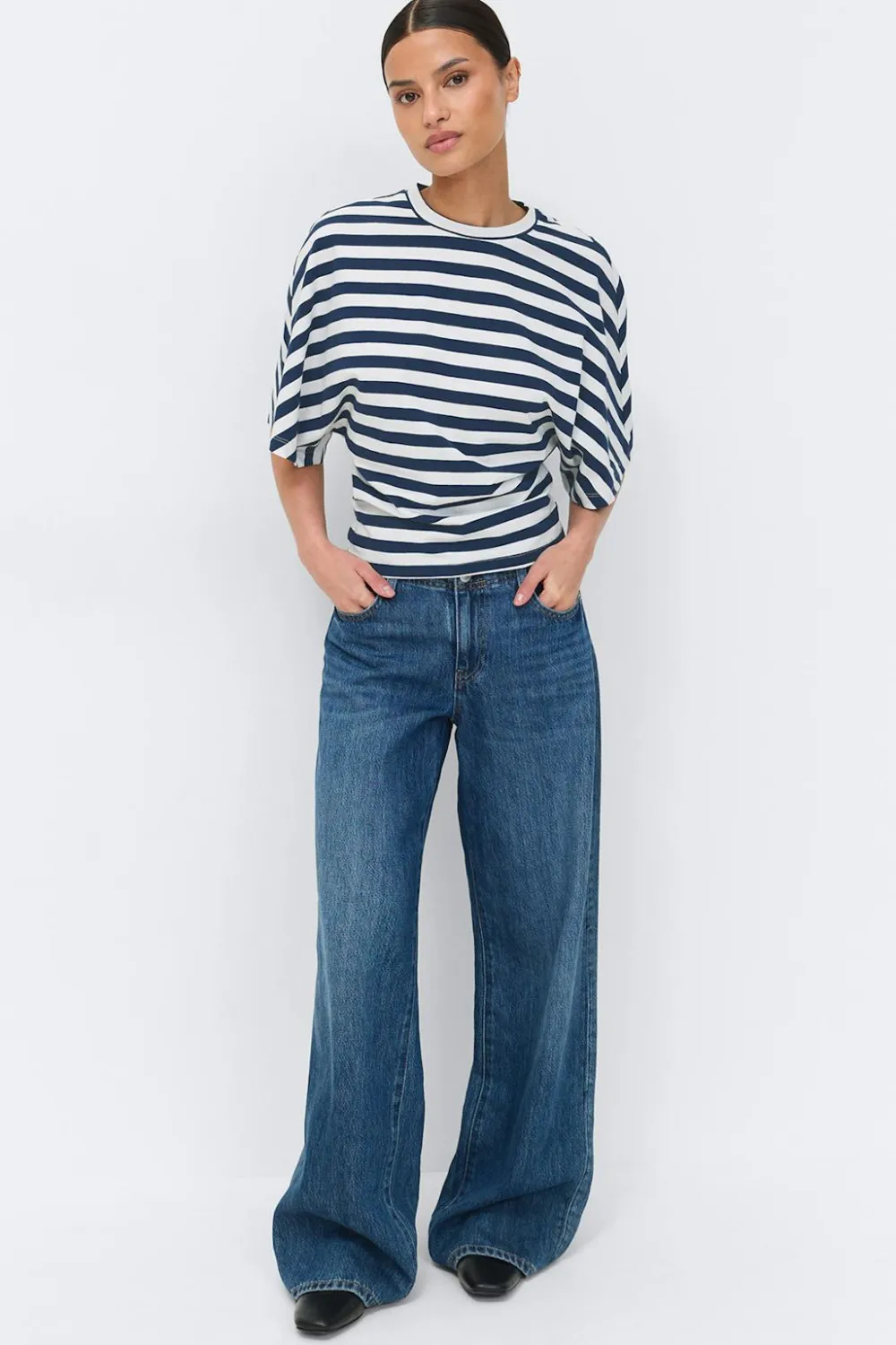 Gina Tricot Fitted top Blå Outlet