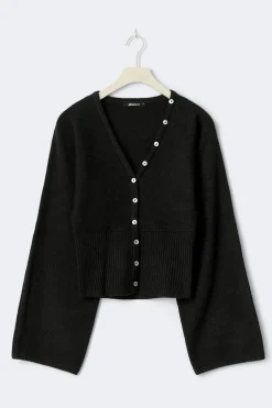 Gina Tricot Fitted wait knitted cardigan Svart Outlet