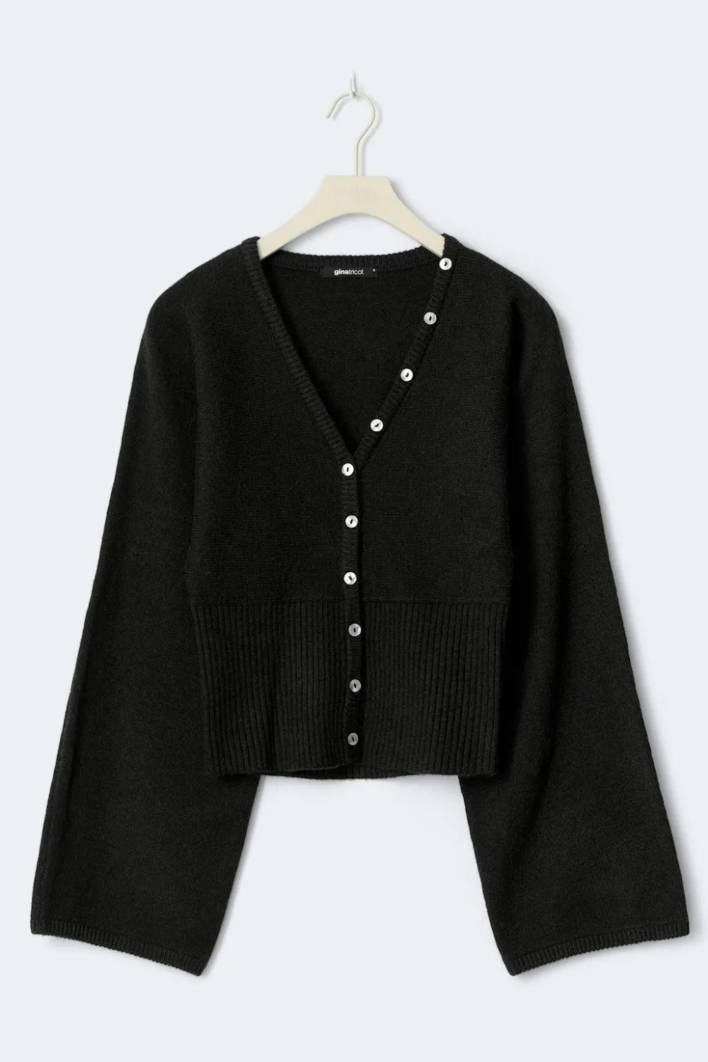 Gina Tricot Fitted wait knitted cardigan Svart Outlet