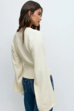 Gina Tricot Fitted wait knitted cardigan Hvit Hot