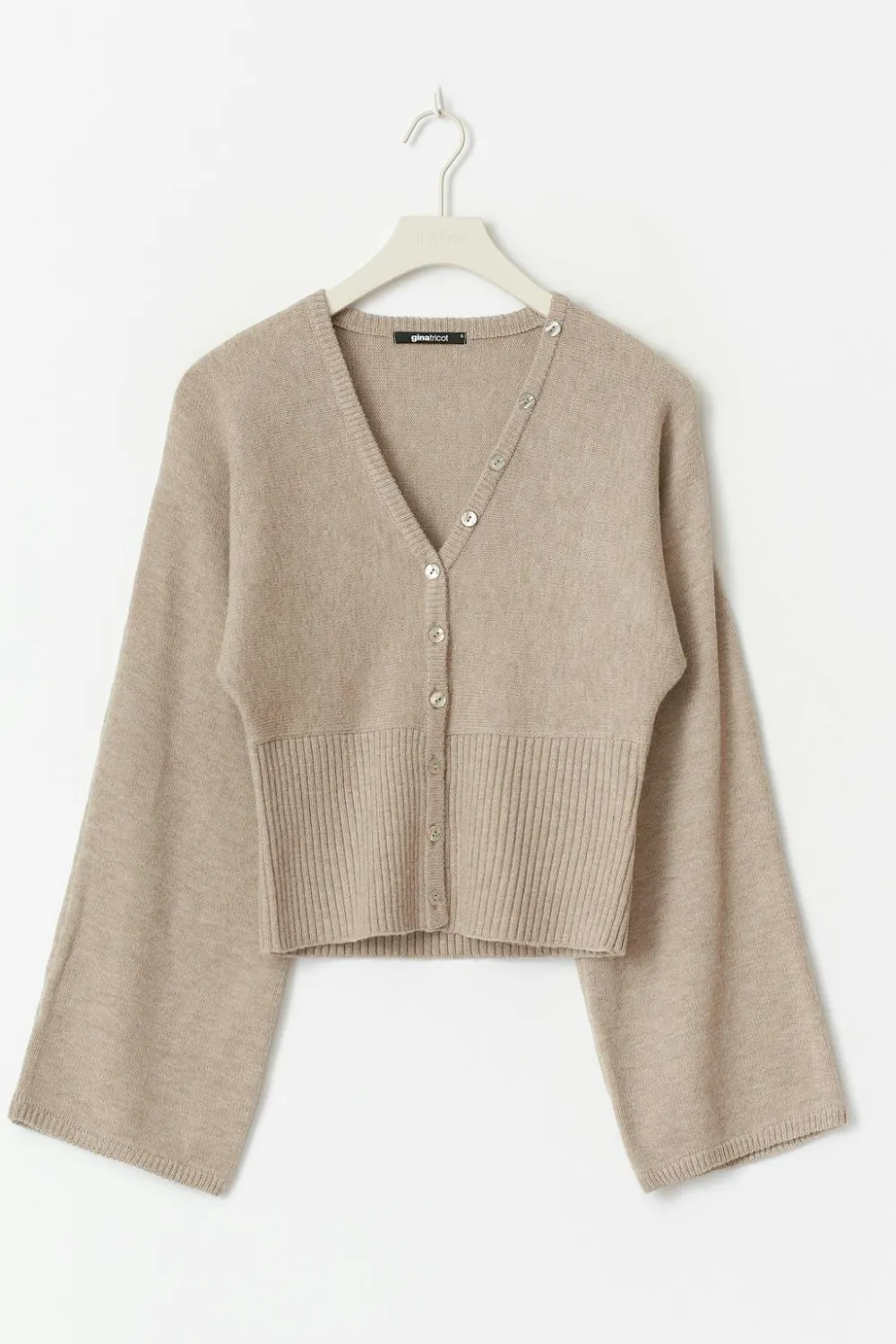 Gina Tricot Fitted wait knitted cardigan Beige New
