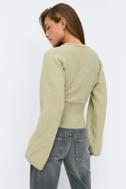 Gina Tricot Fitted wait knitted cardigan Grønn Hot