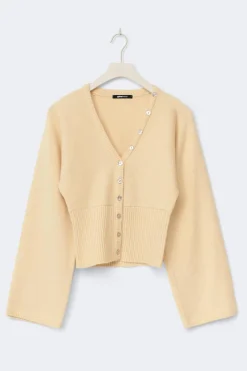 Gina Tricot Fitted wait knitted cardigan Gul Best