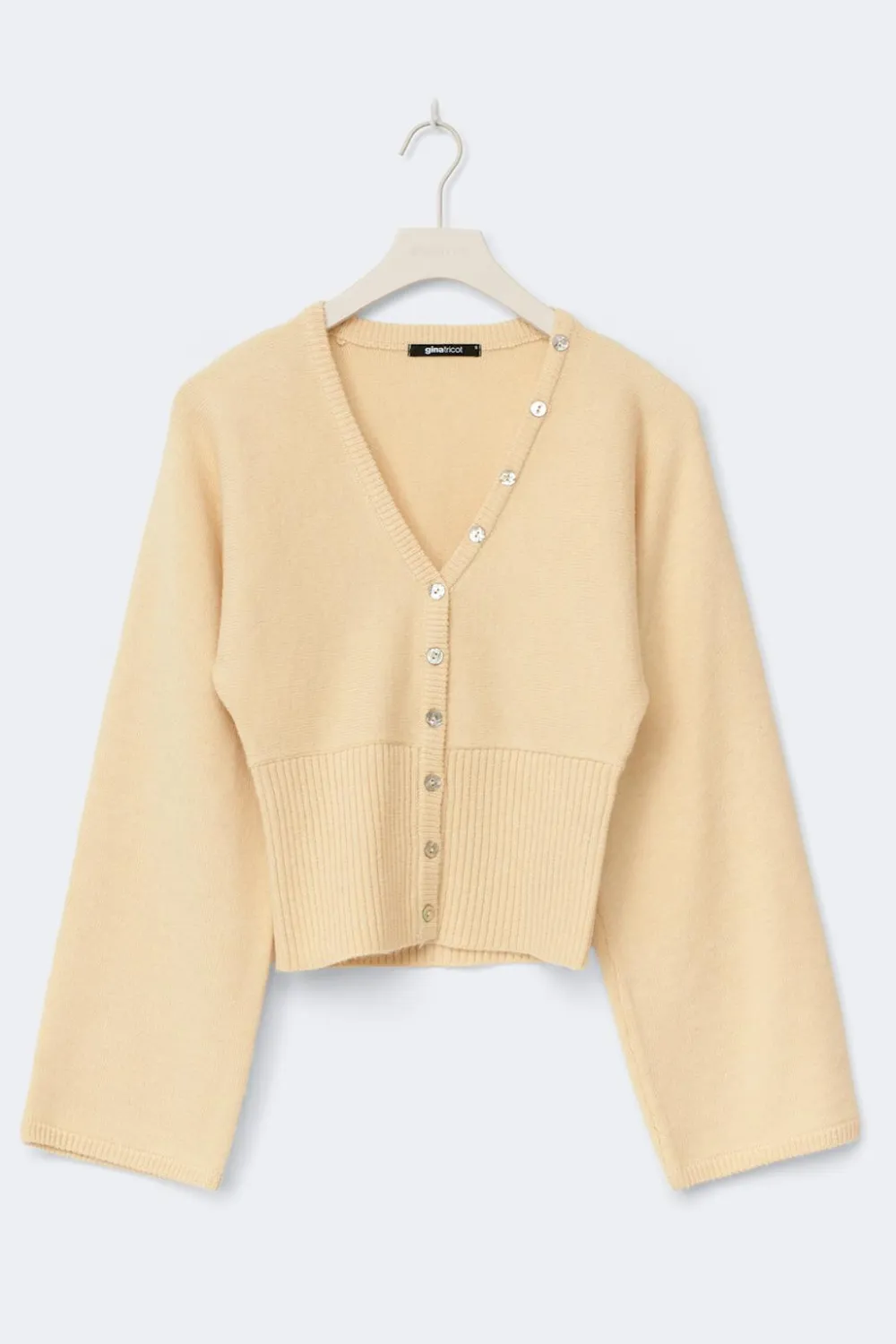 Gina Tricot Fitted wait knitted cardigan Gul Best
