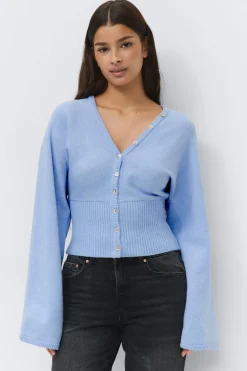 Gina Tricot Fitted wait knitted cardigan Blå Best