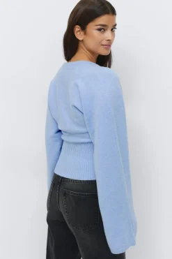 Gina Tricot Fitted wait knitted cardigan Blå Best