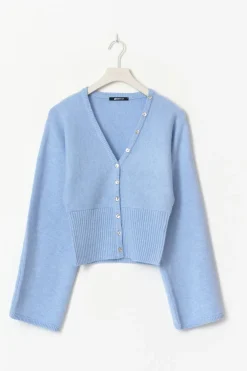 Gina Tricot Fitted wait knitted cardigan Blå Best