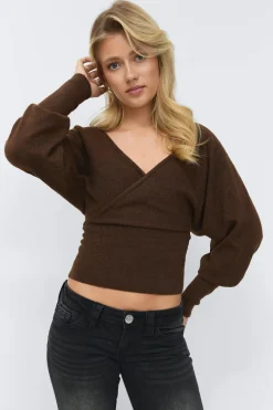 Gina Tricot 14+ fitted wrap weater Brun Online