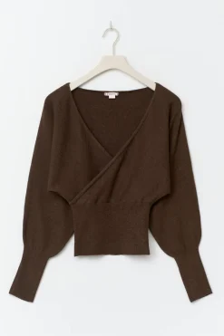 Gina Tricot 14+ fitted wrap weater Brun Online