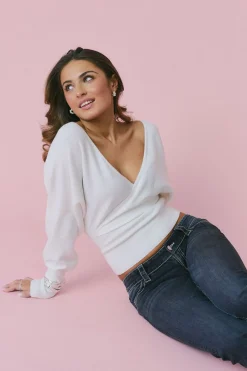 Gina Tricot 14+ fitted wrap weater Hvit Best