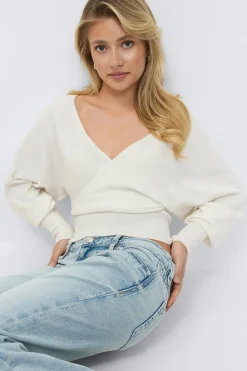 Gina Tricot 14+ fitted wrap weater Hvit Best