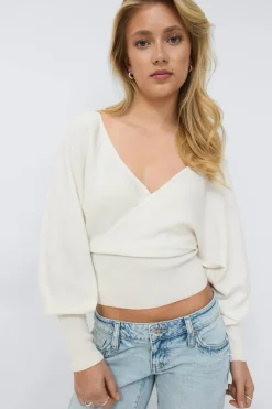 Gina Tricot 14+ fitted wrap weater Hvit Best